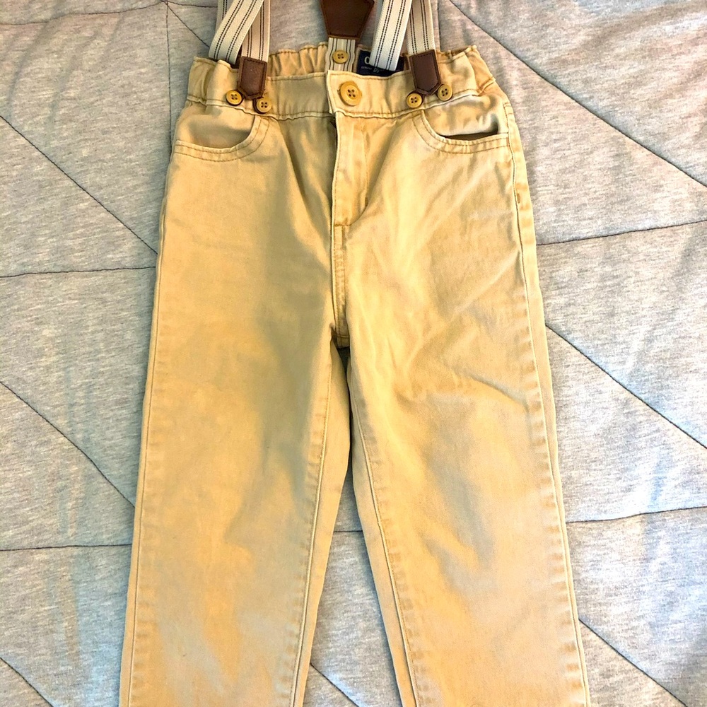 OSH-KOSH - 4T khakis with cute suspenders! EUC